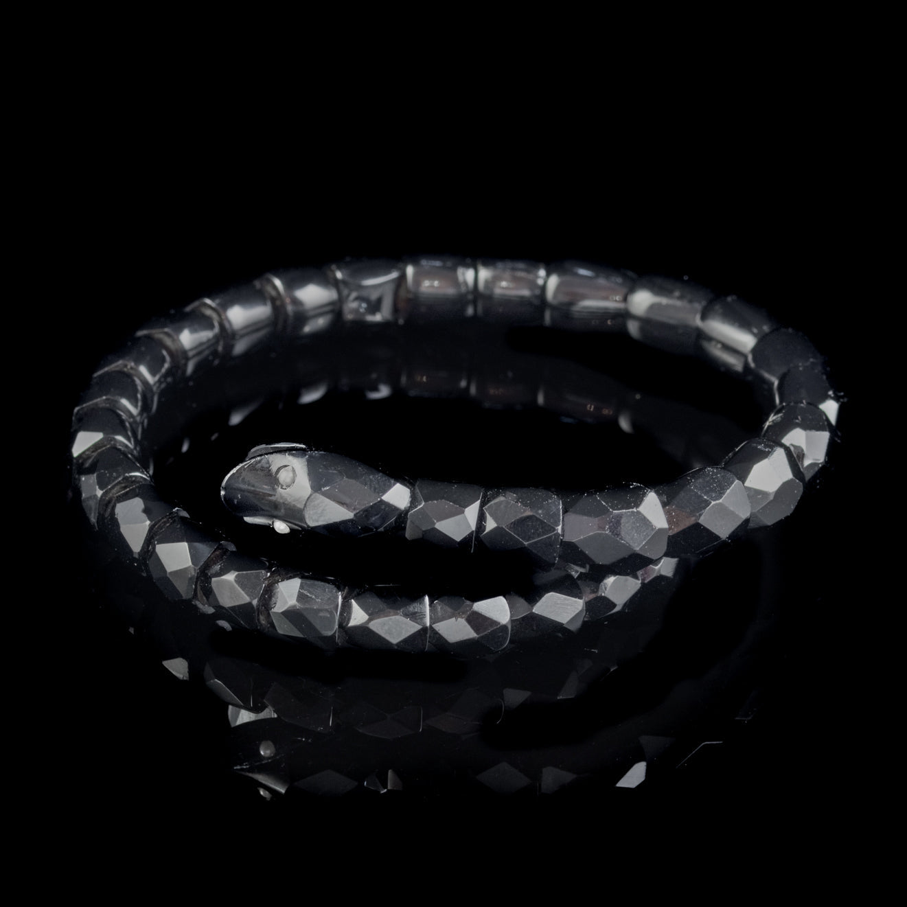 Antique Victorian French Jet Snake Slave Bangle Circa 1870