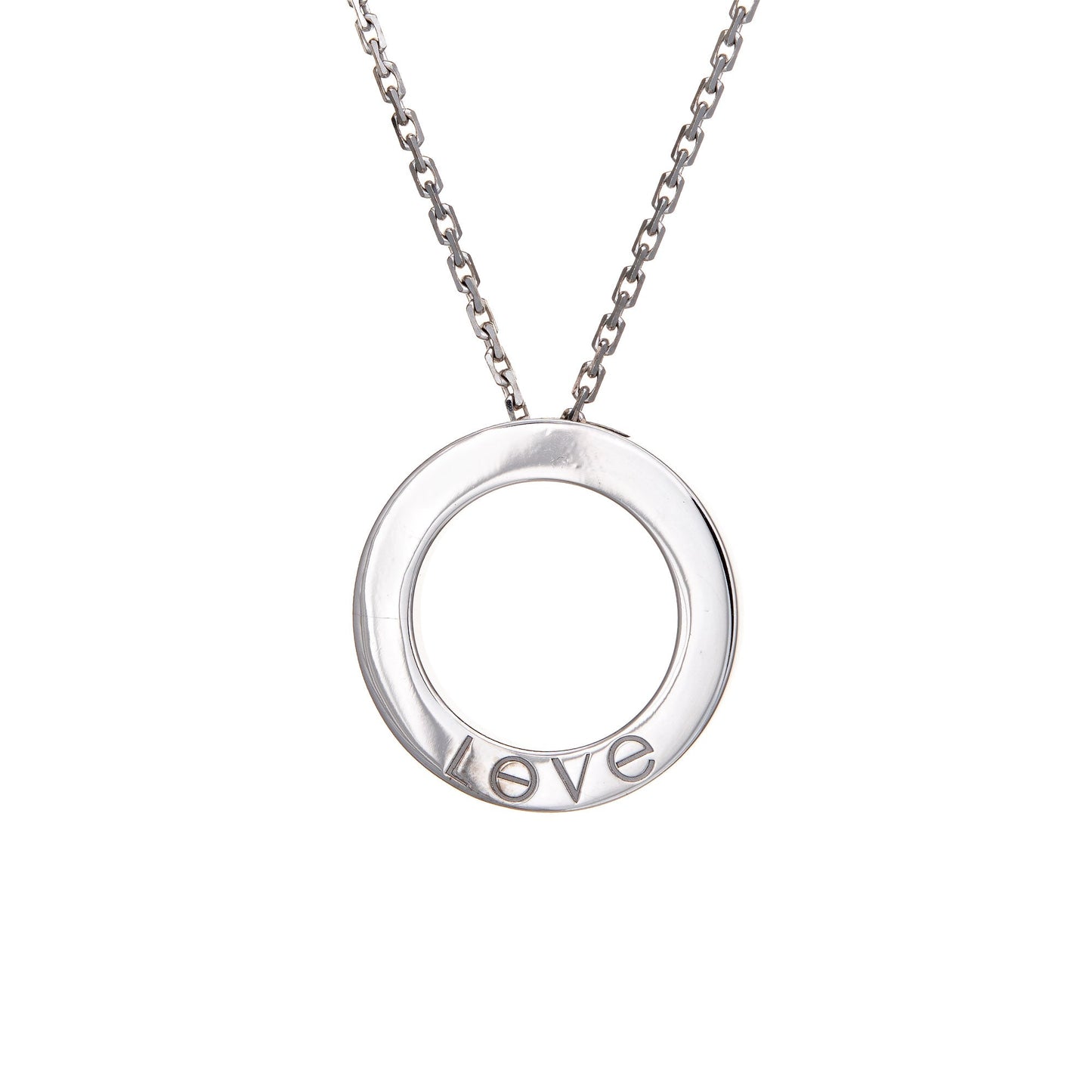 Cartier Love Necklace 3 Diamonds 18k White Gold Estate Fine Jewelry 16.5