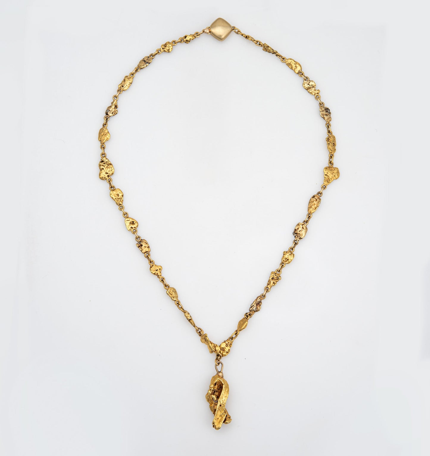 Antique Victorian Gold Nugget Necklace 18 Chain Drop Fine Vintage Jewelry