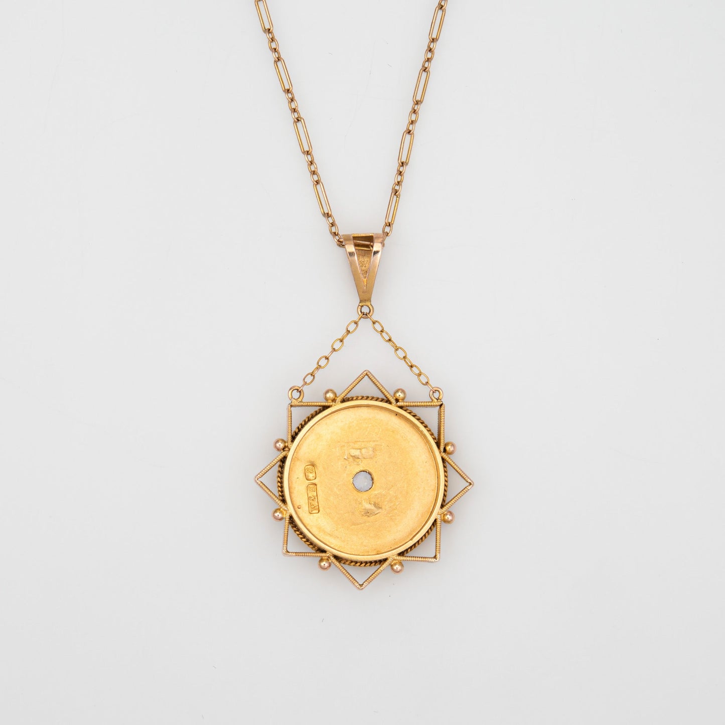 Antique Victorian Diamond Star Pendant Necklace 18k Gold Celestial Jewelry
