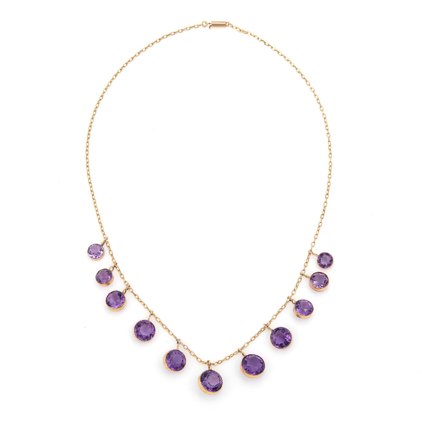 Antique Victorian Amethyst Fringe Necklace 10k Yellow Gold 16 Choker Jewelry