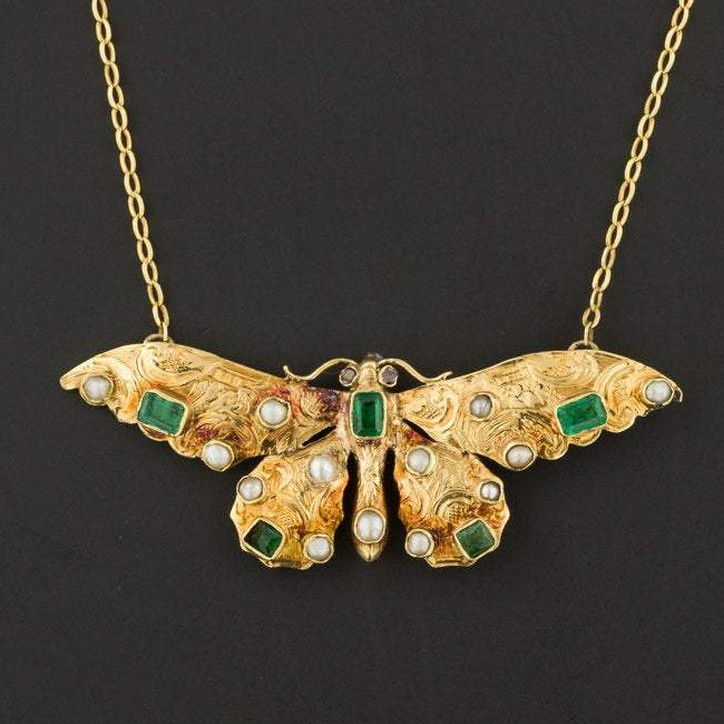Antique Butterfly Necklace | Brooch Conversion Necklace
