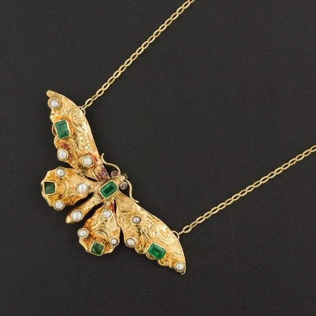 Antique Butterfly Necklace | Brooch Conversion Necklace
