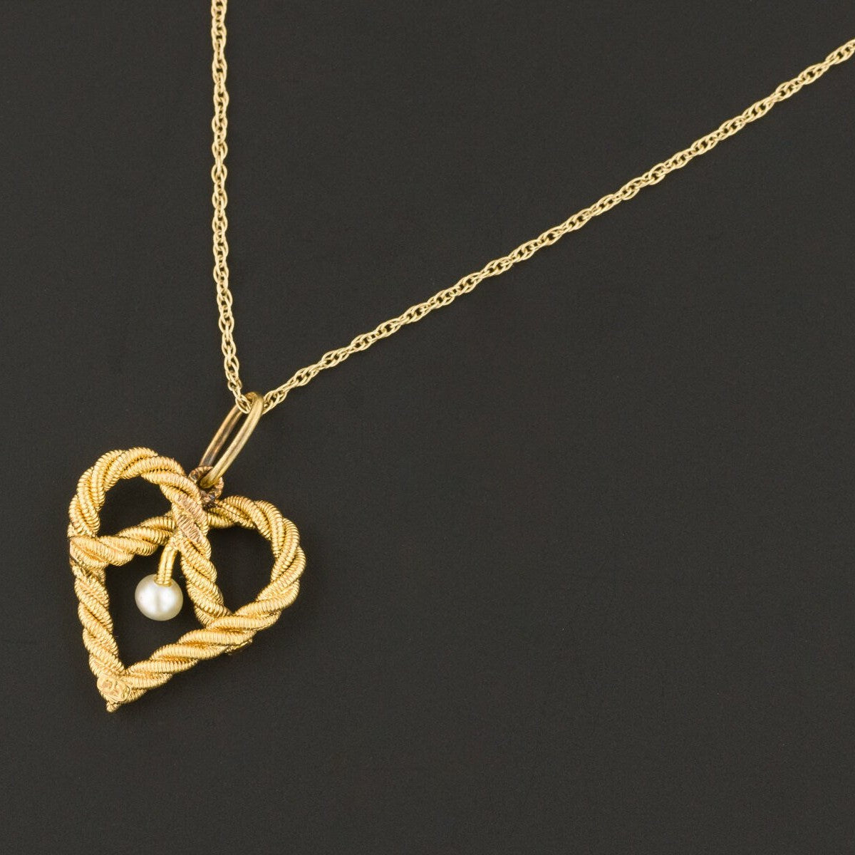 Antique Braided Heart Pendant of 14k Gold