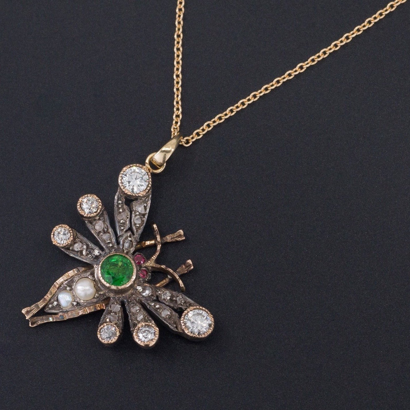 Antique Butterfly or Insect Pendant | Diamond Butterfly