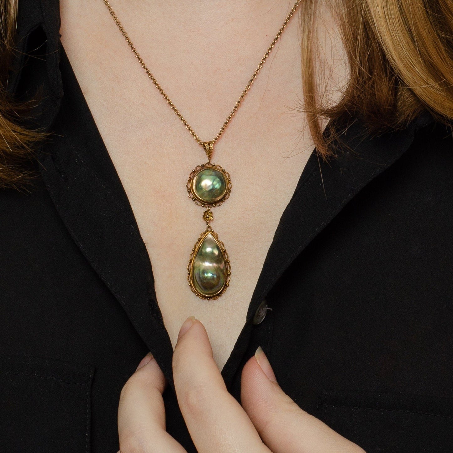 Antique Blister Pearl Pendant | 10k Gold Pendant