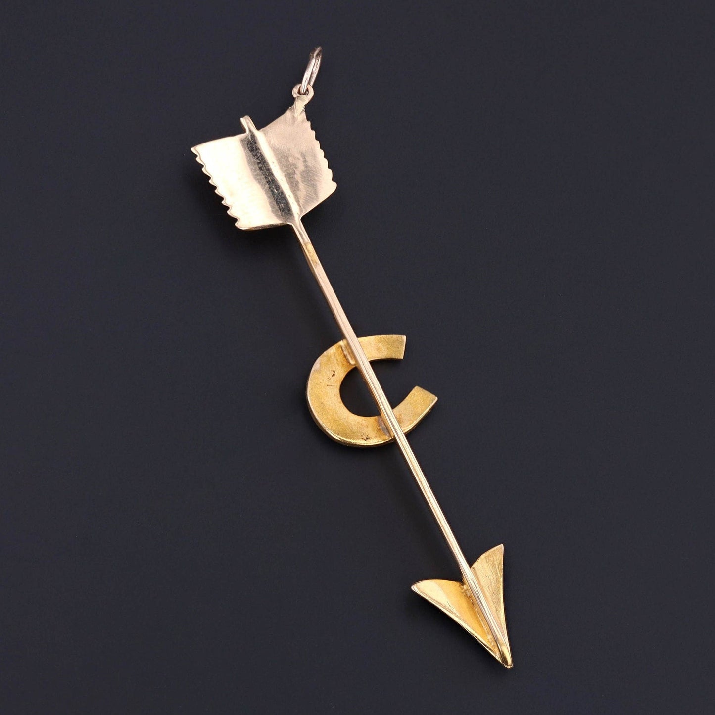 Antique Arrow Pendant | 14k Gold and Pearl Pendant