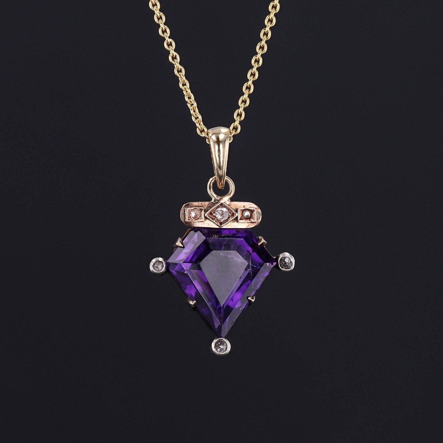 Antique Amethyst Conversion Pendant of 14k Gold