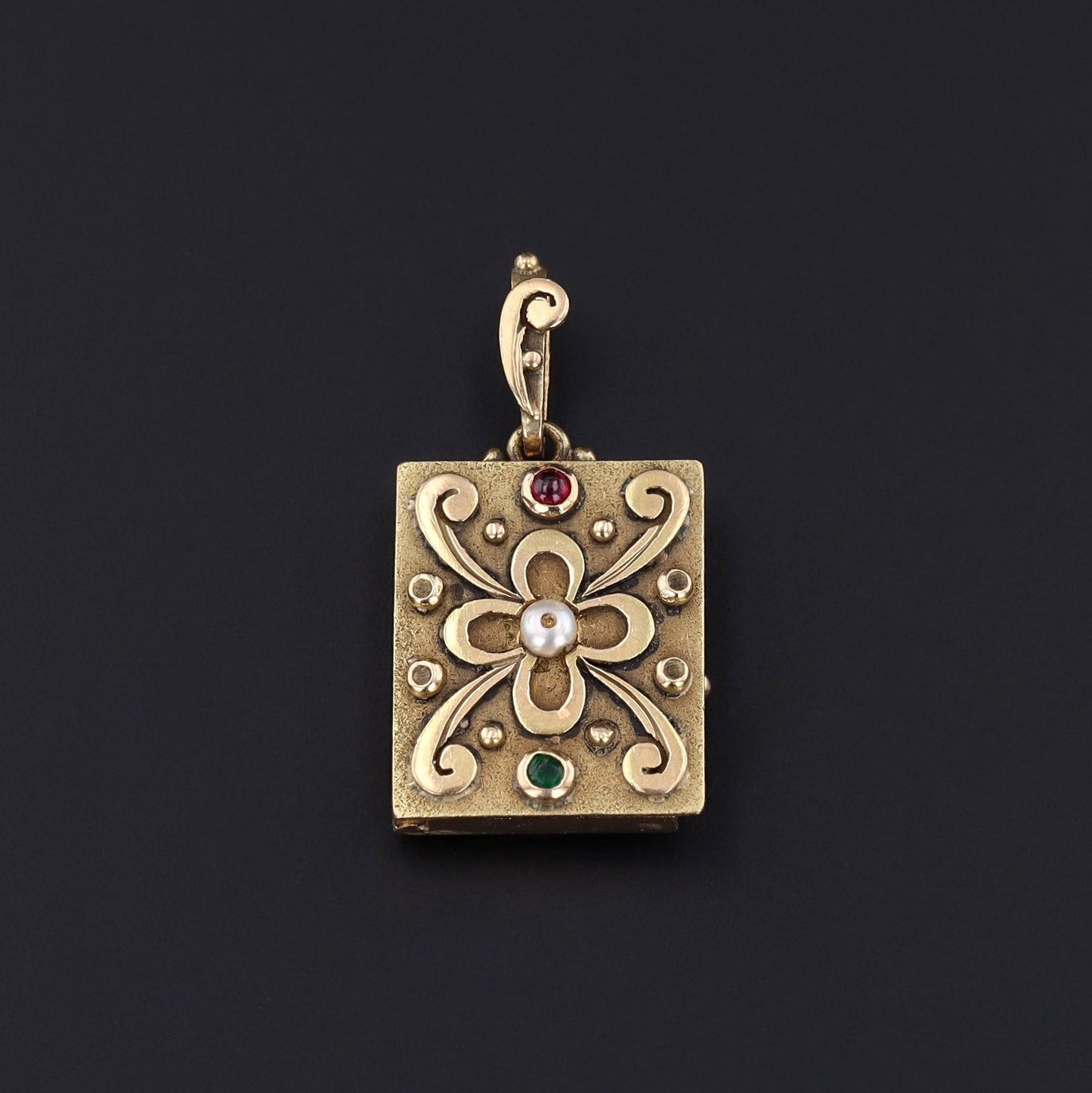 Antique Book Locket of 14k Gold