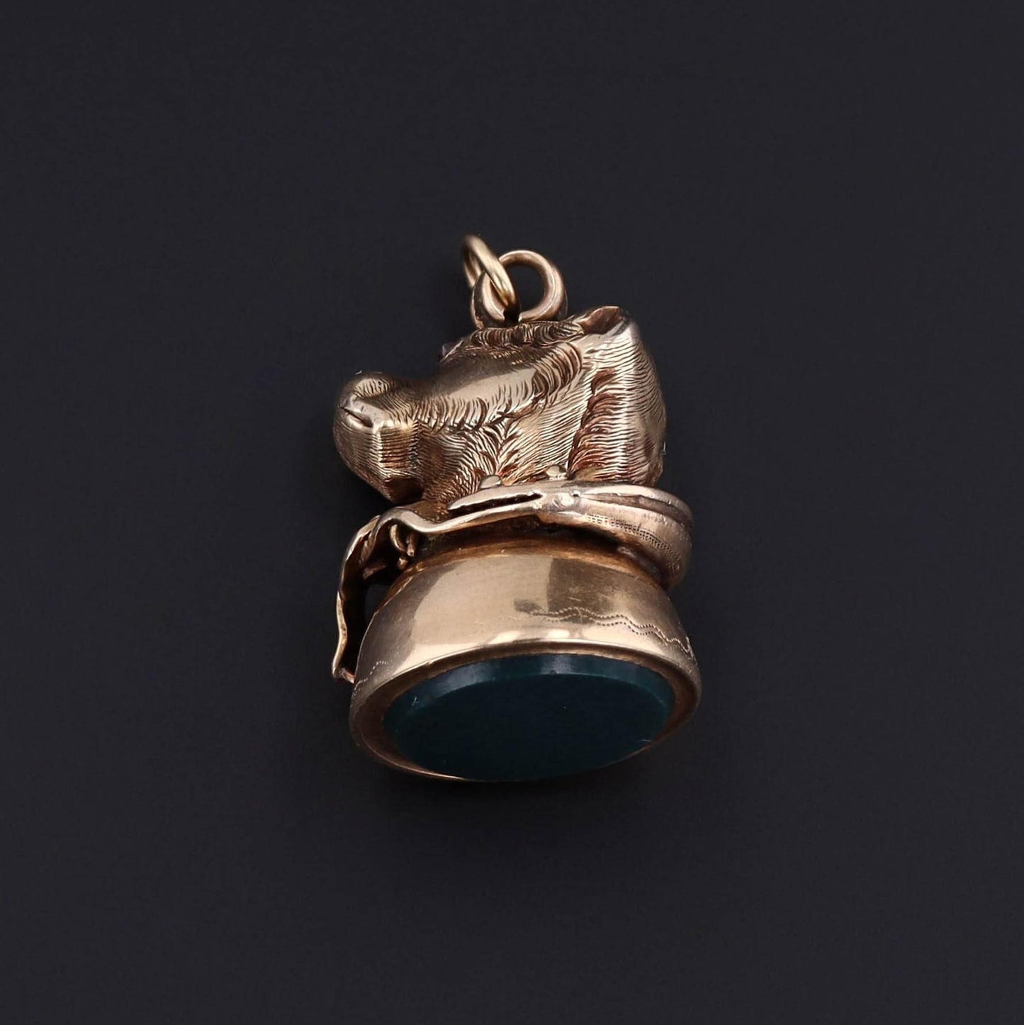 Antique Bloodstone Dog Fob of 9ct Gold