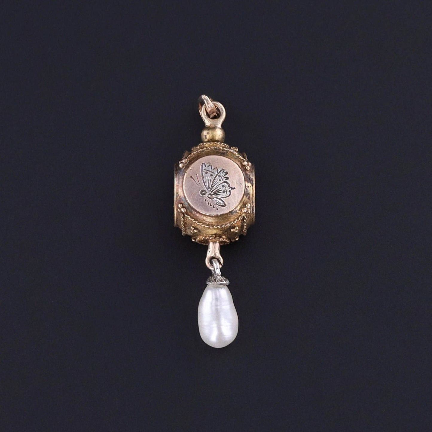 Antique Butterfly Conversion Pendant of 14k Gold