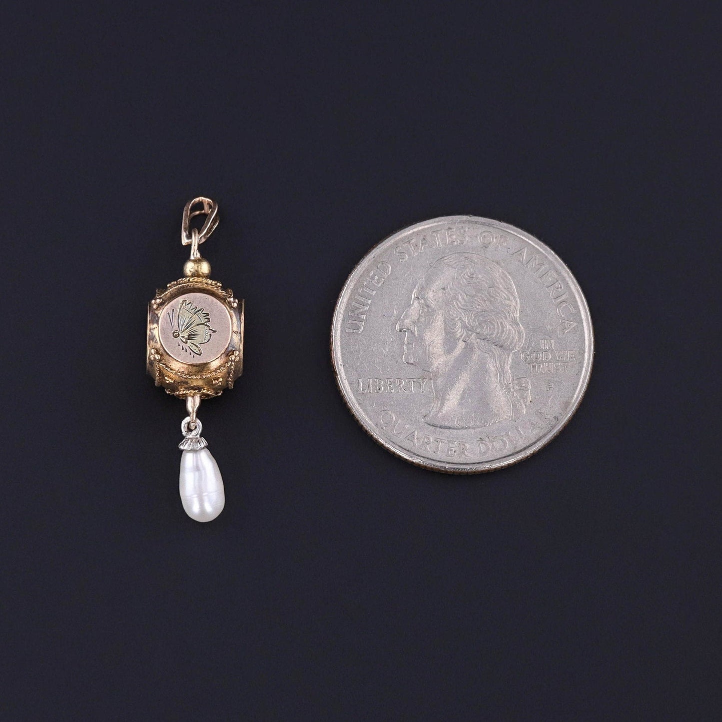 Antique Butterfly Conversion Pendant of 14k Gold