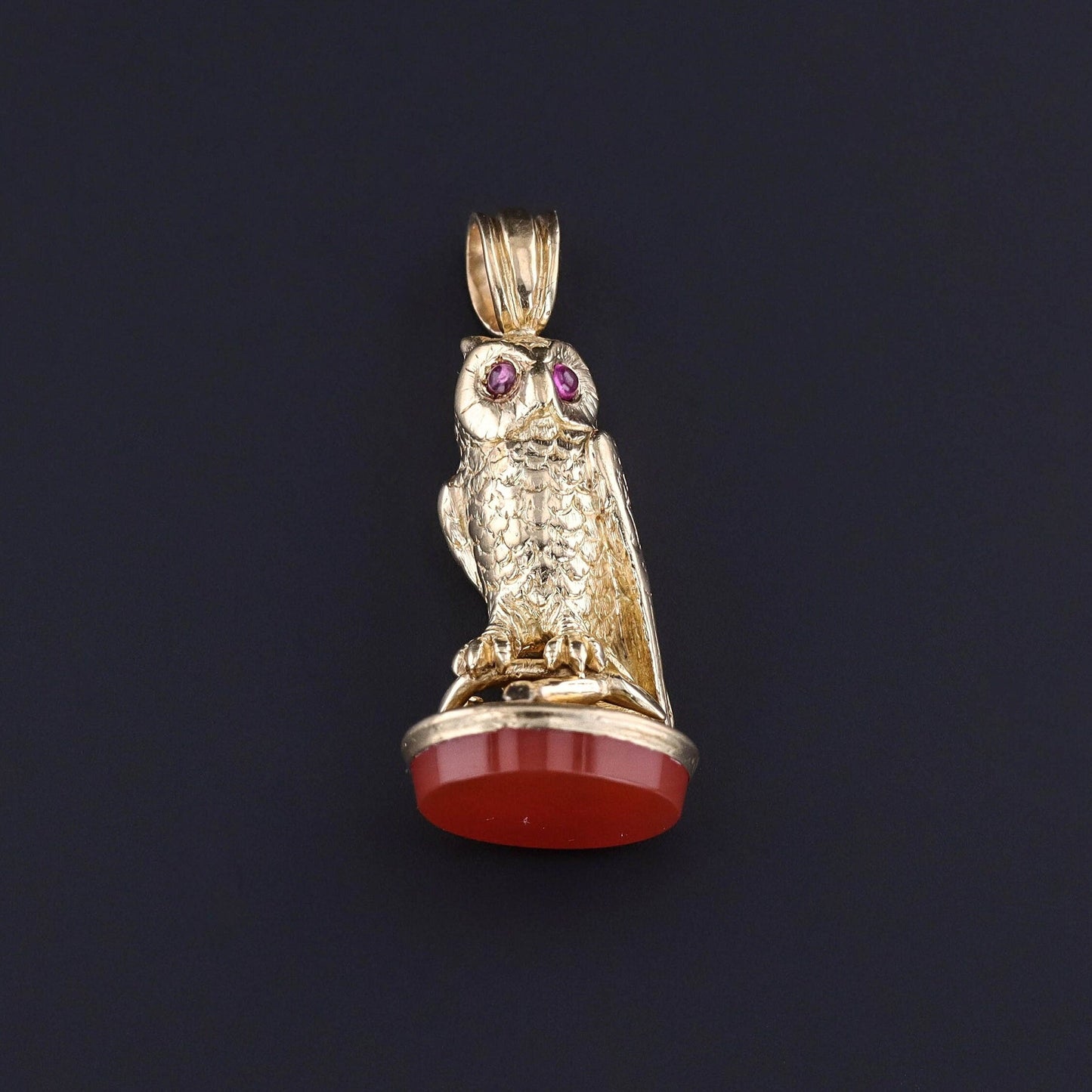 Antique Carnelian Owl Fob of 18k Gold