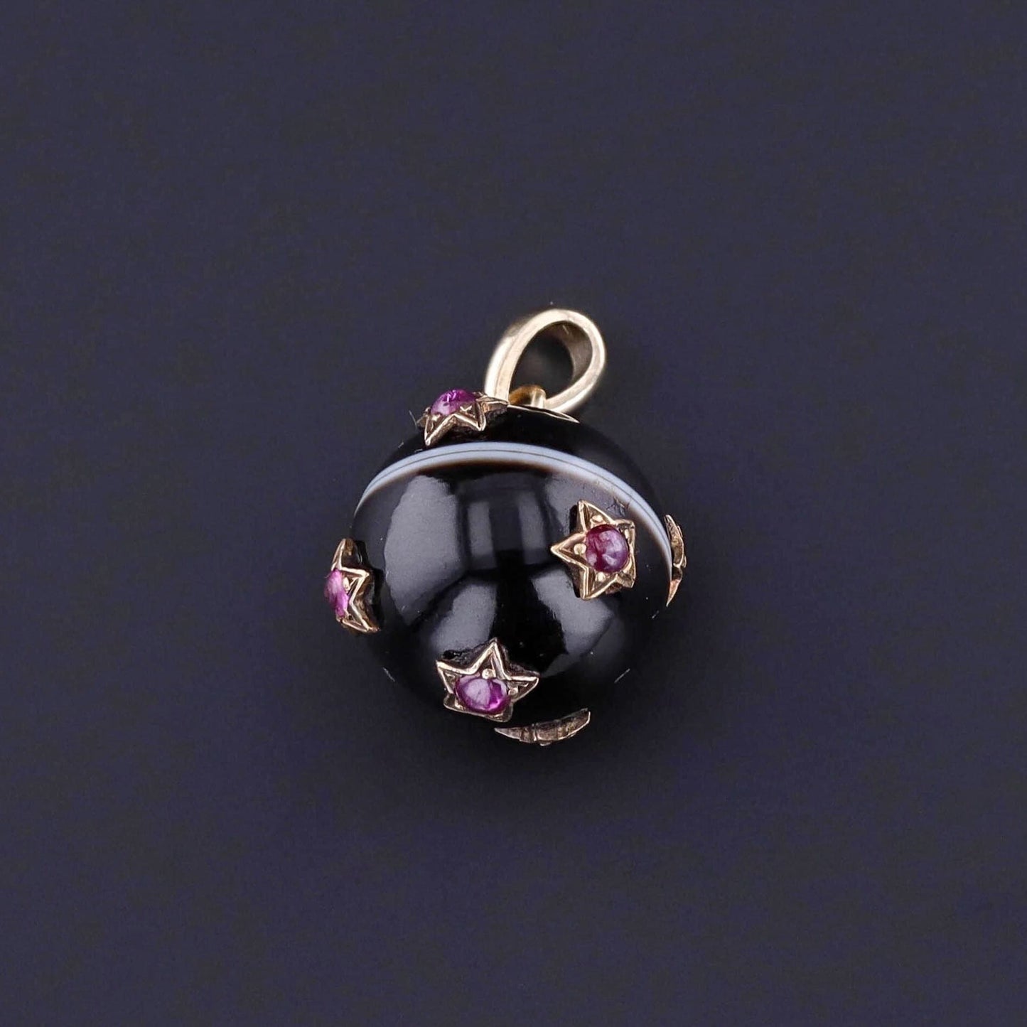 Antique Banded Agate & Ruby Star Pendant