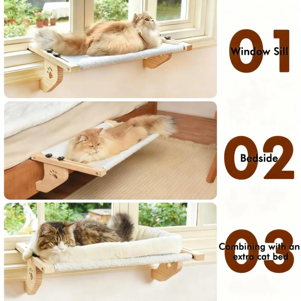 Solid Wood Cat Hammock | Window-Mounted Bed