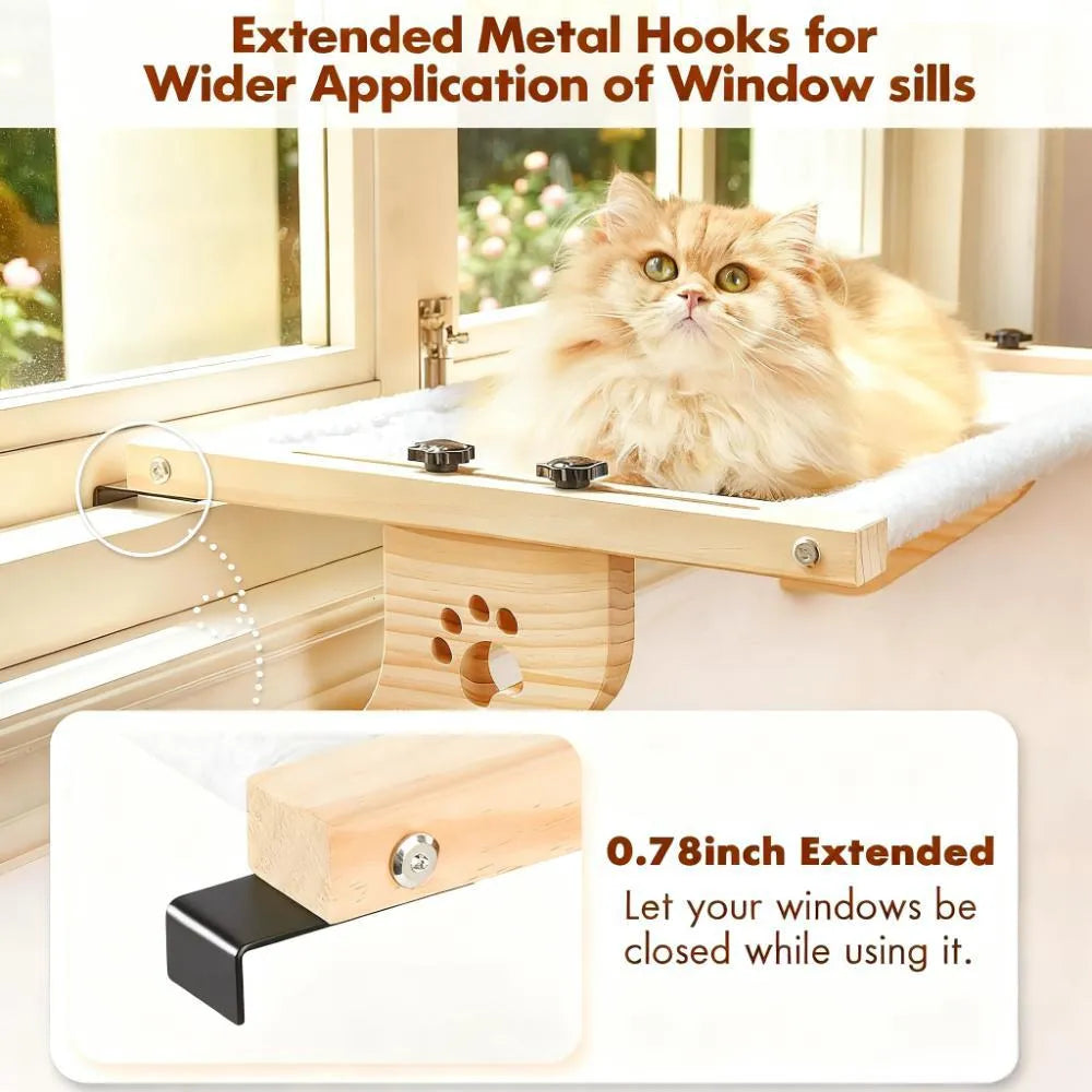 Solid Wood Cat Hammock | Window-Mounted Bed