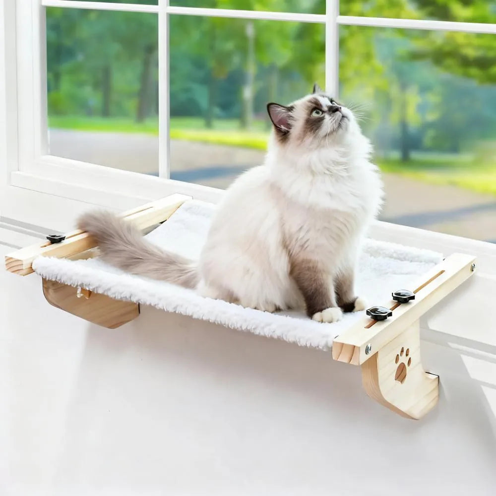 Solid Wood Cat Hammock | Window-Mounted Bed