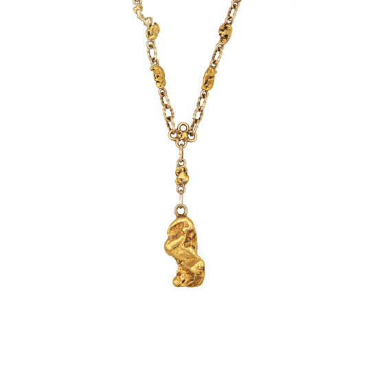 Antique Victorian Gold Nugget Necklace 19 Chain Drop Fine Vintage Jewelry