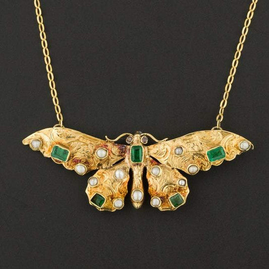 Antique Butterfly Necklace | Brooch Conversion Necklace