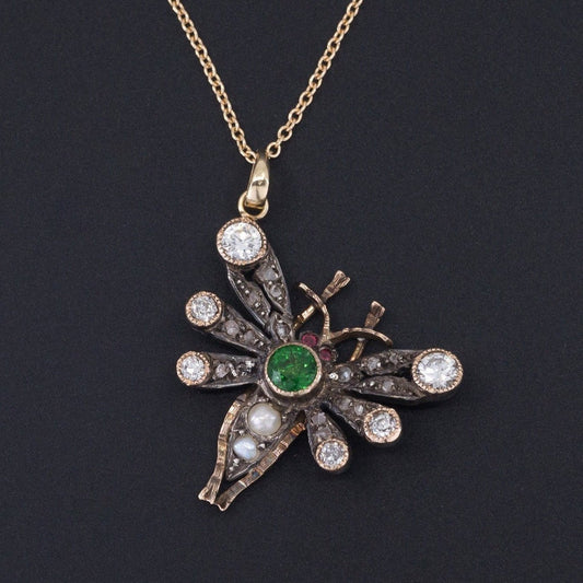 Antique Butterfly or Insect Pendant | Diamond Butterfly