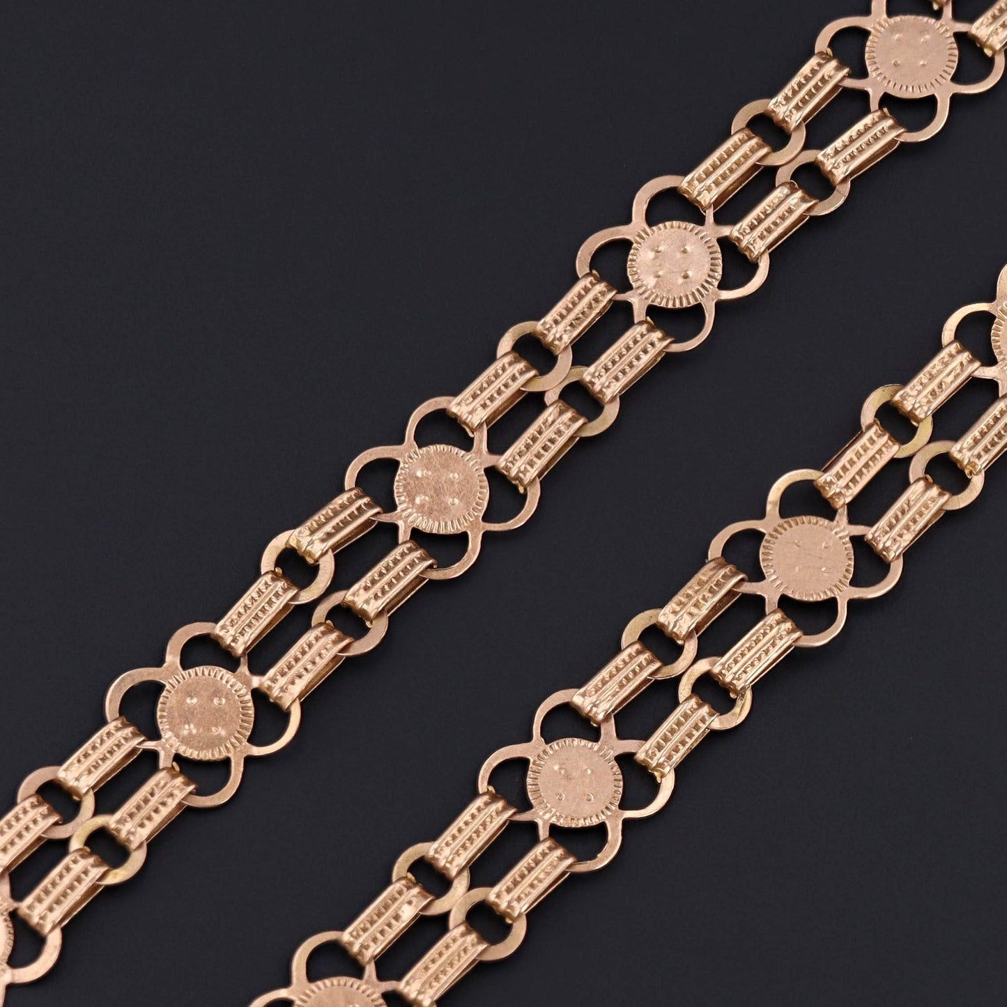 Antique Book Chain Necklace of 10k Rose Gold