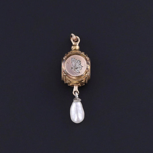 Antique Butterfly Conversion Pendant of 14k Gold